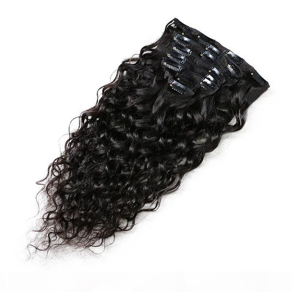 clip in human hair extensions natural color 8 pieces set brazilian natural wave remy hair full head sets 120g, Black 
clip in human hair extensions natural color 8 pieces set brazilian natural wave remy hair full head sets 120g, Black
