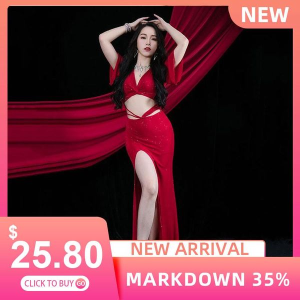 stage wear belly dance dress sequins long skirt short sleeve practice clothes female elegant v-neck split performance training clothing, Black;red
stage wear belly dance dress sequins long skirt short sleeve practice clothes female elegant v-neck split performance training clothing, Black;red