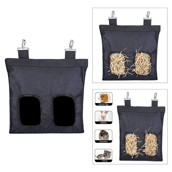 hanging guinea pigs rabbits hay bag feeding feeder racks - 2 openings - 23 x 28cm