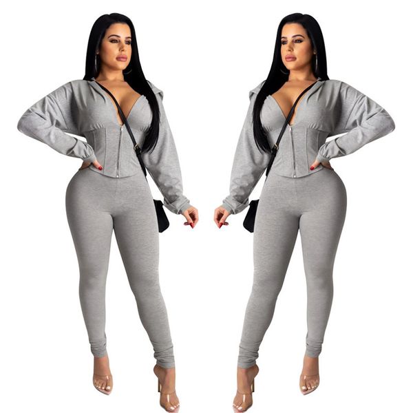 2021 New Women's Fashion Hoodie Tops and Two-piece Leisure Joint Pants Plus Size 2 High Waist Model Leggings Combining Sets JEGI, Gray
2021 New Women's Fashion Hoodie Tops and Two-piece Leisure Joint Pants Plus Size 2 High Waist Model Leggings Combining Sets JEGI, Gray