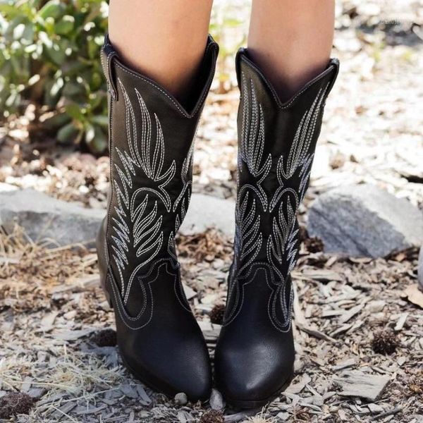 women mid calf western boots cowboy pointed toe high pull on boots ladies fashion leather motorcycle botas mujer 36-431, Black
women mid calf western boots cowboy pointed toe high pull on boots ladies fashion leather motorcycle botas mujer 36-431, Black