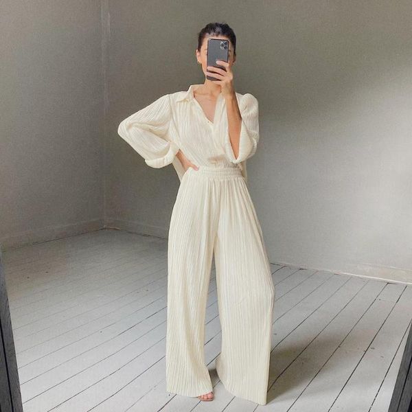 women's tracksuits est woman 2 piece pants set long sleeve loose blouse high waist wide leg two suits, Gray
women's tracksuits est woman 2 piece pants set long sleeve loose blouse high waist wide leg two suits, Gray