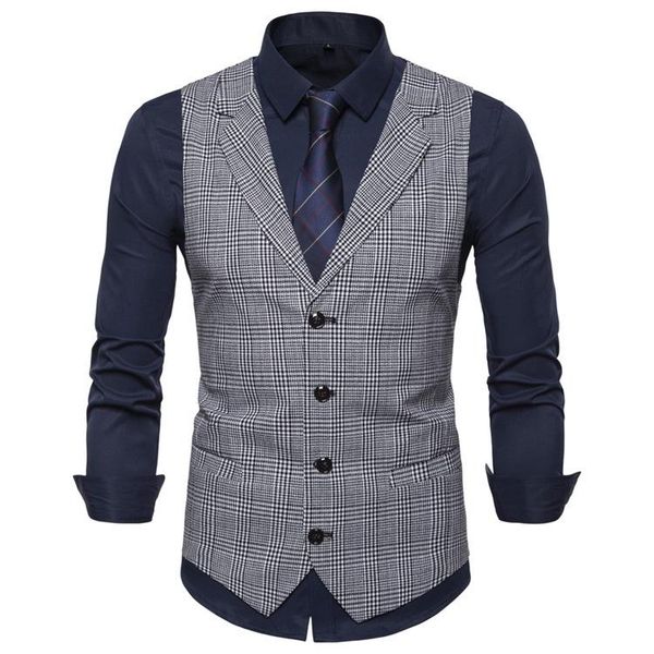 men's vests brand creative personality business leisure plaid single breasted vest mens casual men suit, Black;white
men's vests brand creative personality business leisure plaid single breasted vest mens casual men suit, Black;white
