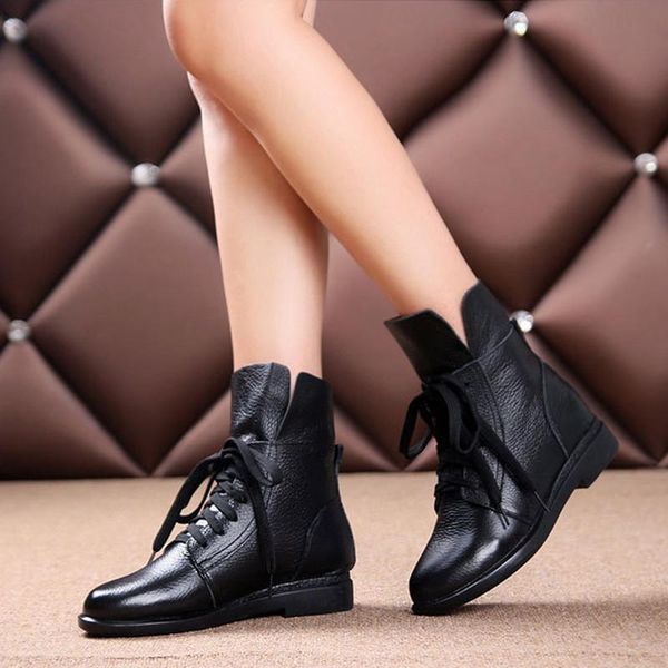 women ankle boots work boots winter women genuine leather 2020 high platform ankle wild women's martins shoes, Black
women ankle boots work boots winter women genuine leather 2020 high platform ankle wild women's martins shoes, Black
