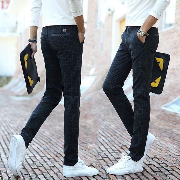 men's pants spring autumn cotton linen slim stretch long youth plaid straight small feet casual trend trousers, Black
men's pants spring autumn cotton linen slim stretch long youth plaid straight small feet casual trend trousers, Black