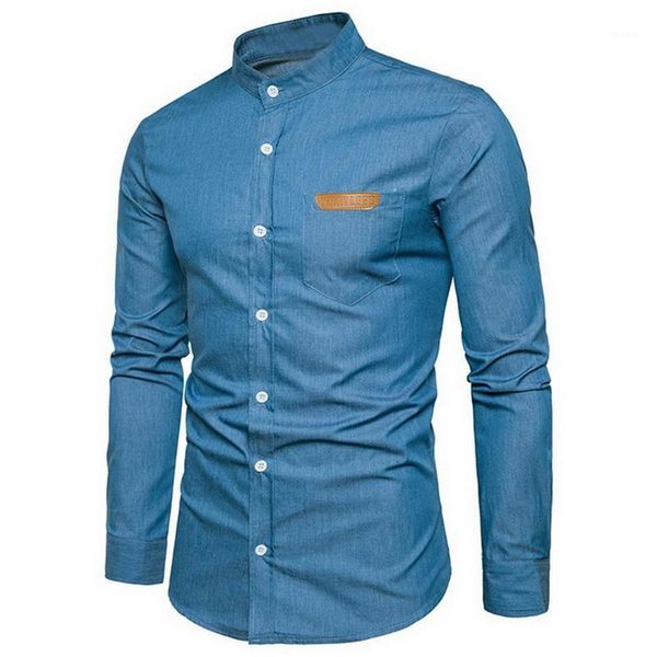 2019 new men casual shirt long sleeve stand henley collar slim fit shirt men korean business shirts faux jeans eu size1, White;black
2019 new men casual shirt long sleeve stand henley collar slim fit shirt men korean business shirts faux jeans eu size1, White;black