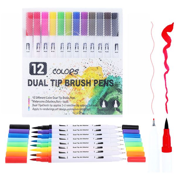 12pcs colors fineliner dual tip brush pens drawing painting watercolor art marker pens stationery school supplies 04350
12pcs colors fineliner dual tip brush pens drawing painting watercolor art marker pens stationery school supplies 04350