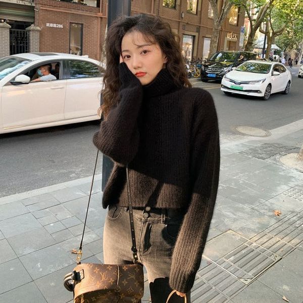 autumn 2021 new and lazy winter solid style short turtleneck loose sweater for women's outerwear 2gcr, White;black
autumn 2021 new and lazy winter solid style short turtleneck loose sweater for women's outerwear 2gcr, White;black