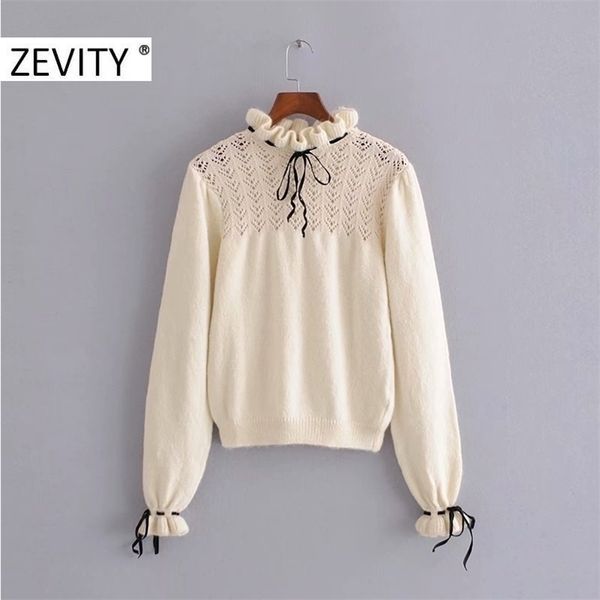 zevity women high street agaric lace hollow out knitting sweater female long sleeve bow tied casual slim chic pullover s421 201128, White;black
zevity women high street agaric lace hollow out knitting sweater female long sleeve bow tied casual slim chic pullover s421 201128, White;black