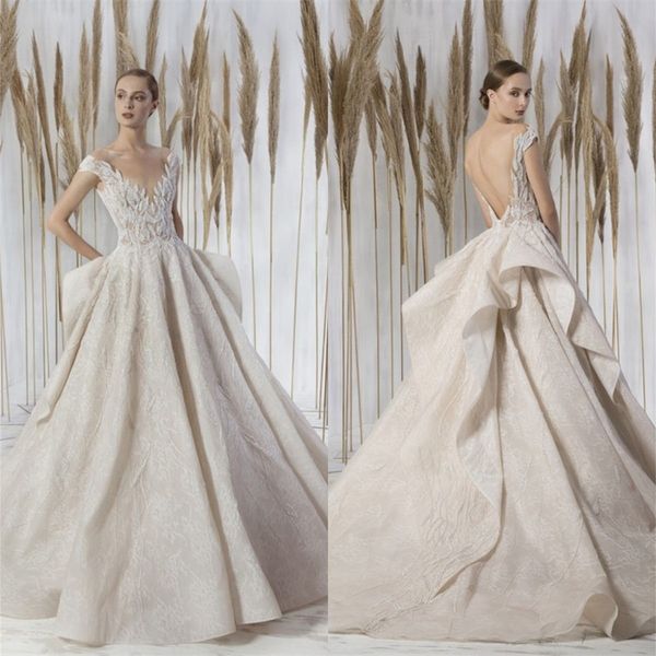 2021 new wedding dresses capped sleeve open back bridal gowns custom made appliques beading lace sweep train a-line wedding dress, White
2021 new wedding dresses capped sleeve open back bridal gowns custom made appliques beading lace sweep train a-line wedding dress, White