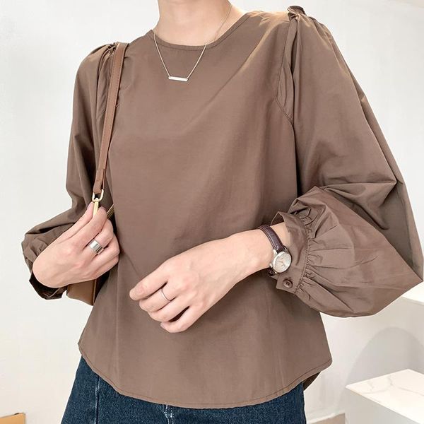 2020 autumn fashion solid color aural edge blouse for women round neck long sleeve blouse 108, White
2020 autumn fashion solid color aural edge blouse for women round neck long sleeve blouse 108, White