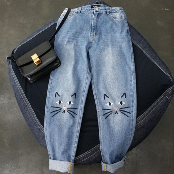 2017 new women jeans vintage cat face embroidery jeans cotton pencil ankle length denim jean pants j0011, Blue
2017 new women jeans vintage cat face embroidery jeans cotton pencil ankle length denim jean pants j0011, Blue