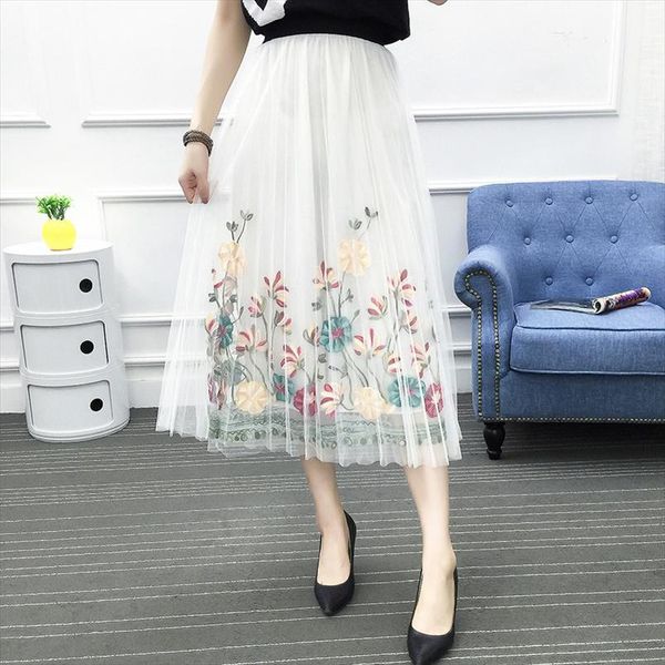 2020 spring summer elastic waist flower embroidery mesh midi skirt womens a line boho tulle big swing pleated beach skirts, Black
2020 spring summer elastic waist flower embroidery mesh midi skirt womens a line boho tulle big swing pleated beach skirts, Black