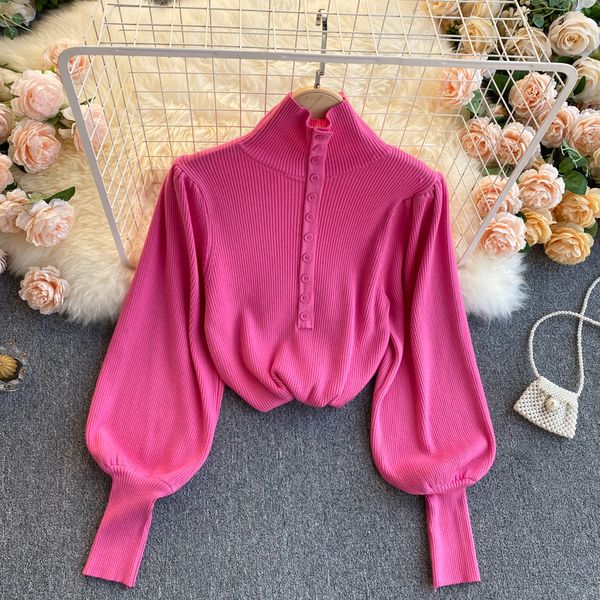 2021 new vintage female singiny knitted shirt winter puff button solid streetwear high neck 2nyj, White
2021 new vintage female singiny knitted shirt winter puff button solid streetwear high neck 2nyj, White