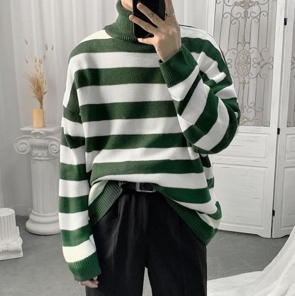 men's sweaters 2021 autumn and winter youth couple color matching striped high neck loose sweater fashion casual pullover -3xl, White;black
men's sweaters 2021 autumn and winter youth couple color matching striped high neck loose sweater fashion casual pullover -3xl, White;black