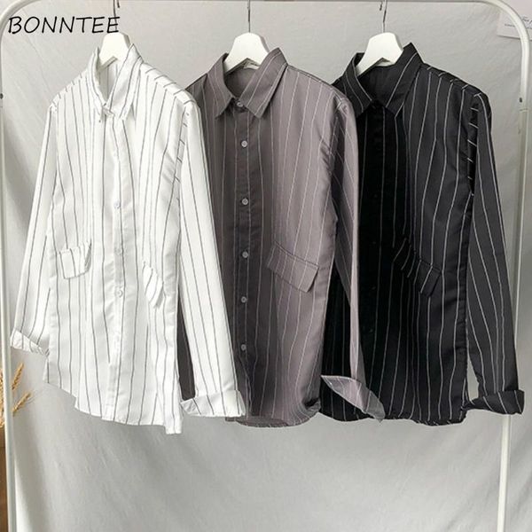 men shirts ins leisure striped loose simple student chic trendy korean style retro mens hararjuku long sleeve turn-down collar, White;black
men shirts ins leisure striped loose simple student chic trendy korean style retro mens hararjuku long sleeve turn-down collar, White;black