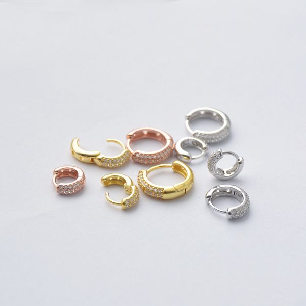 s925 pure tremella button with diamond wide earbone buttons, earrings, and earrings, Golden