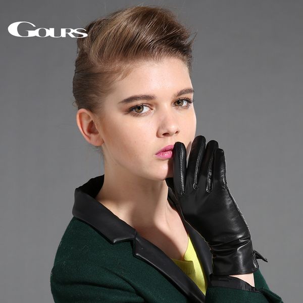 gours women' genuine leather gloves black sheepskin finger touch screen gloves winter thick warm fashion mittens new gsl087 201020, Blue;gray
gours women' genuine leather gloves black sheepskin finger touch screen gloves winter thick warm fashion mittens new gsl087 201020, Blue;gray