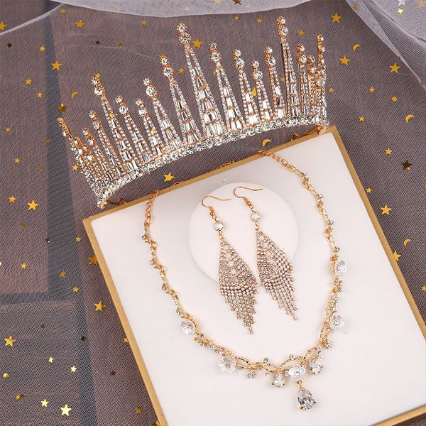 three piece bridal headdress korean atmosphere wedding necklace earring set white gauze crown hair jewelry, Silver
three piece bridal headdress korean atmosphere wedding necklace earring set white gauze crown hair jewelry, Silver