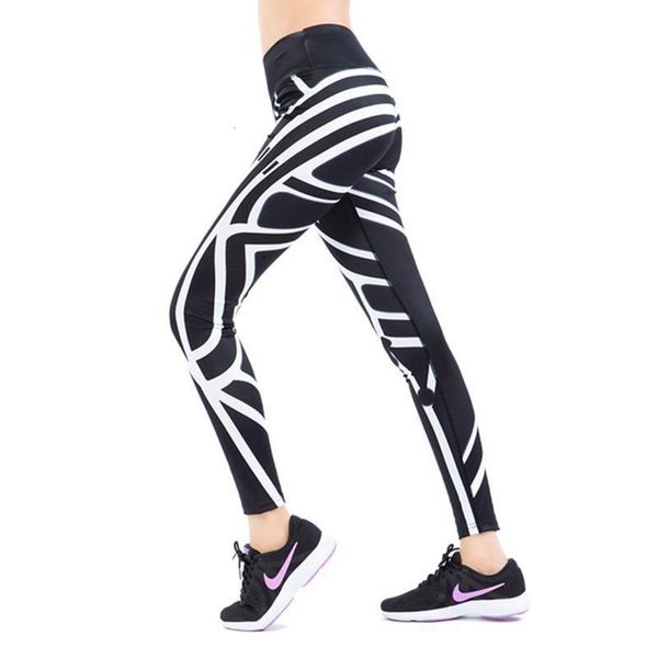 striped print slim yoga bottomed pencil pants female super comfortable and close to the body sexlady, Gray