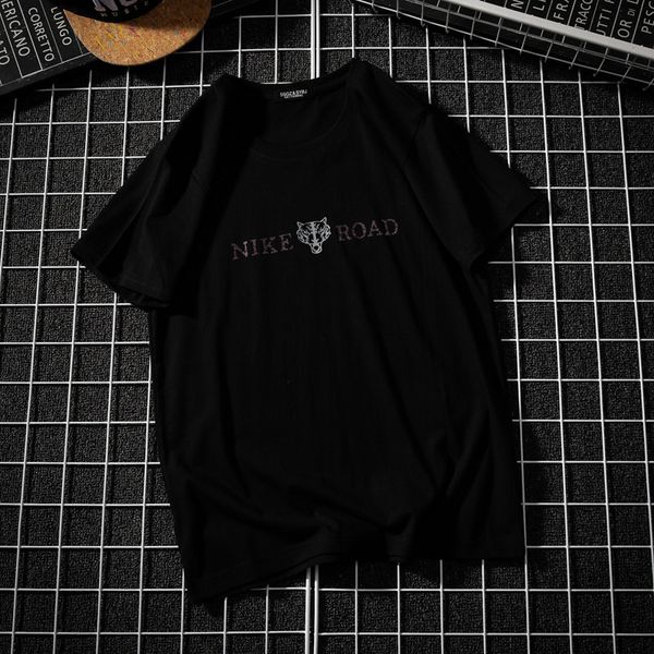 street tiger's head letter simple couple's short t-shirt round neck half sleeve, White;black
street tiger's head letter simple couple's short t-shirt round neck half sleeve, White;black