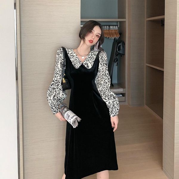 coigarsam french style patchwork women long dress spring vintage full sleeve leopard high waist dresses black 1985, Black;gray
coigarsam french style patchwork women long dress spring vintage full sleeve leopard high waist dresses black 1985, Black;gray