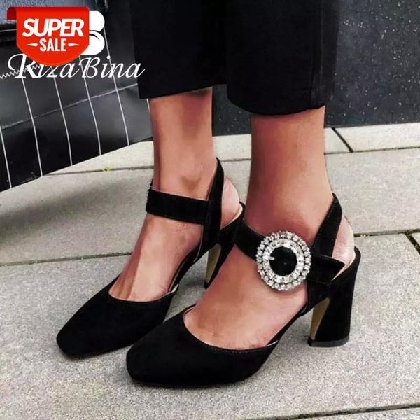 rizabina women high heel sandals real leather rhinestone buckle summer shoes women retro square toe wedding footwear size 34-39 #6y24, Black
rizabina women high heel sandals real leather rhinestone buckle summer shoes women retro square toe wedding footwear size 34-39 #6y24, Black
