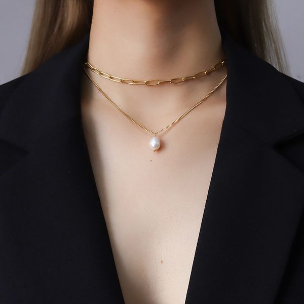ins fashion niche freshwater pearl pendant multi layer overlapping necklace female clavicle neck chain titanium steel p791, Silver
ins fashion niche freshwater pearl pendant multi layer overlapping necklace female clavicle neck chain titanium steel p791, Silver