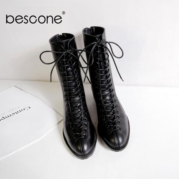 boots bescone winter women genuine leather handmade 2.5 cm low heel shoes round toe square ladies bo294, Black
boots bescone winter women genuine leather handmade 2.5 cm low heel shoes round toe square ladies bo294, Black