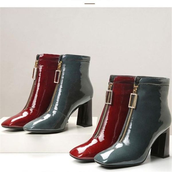 women ankle boots high heel leather front zipper water drill short boots fashion square toe sneakers heel botas de mujer botines, Black
women ankle boots high heel leather front zipper water drill short boots fashion square toe sneakers heel botas de mujer botines, Black
