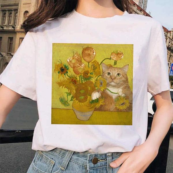 van gogh cat women t shirt art oil painting checkered print new nice t shirt ladies casual harajuku tee funny ulzzang grunge, White
van gogh cat women t shirt art oil painting checkered print new nice t shirt ladies casual harajuku tee funny ulzzang grunge, White