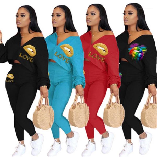 pattern sets fashion trend v-neck long sleeve short trousers tracksuits designer female casual slim pants 2pcs suits women lips love, Gray
pattern sets fashion trend v-neck long sleeve short trousers tracksuits designer female casual slim pants 2pcs suits women lips love, Gray