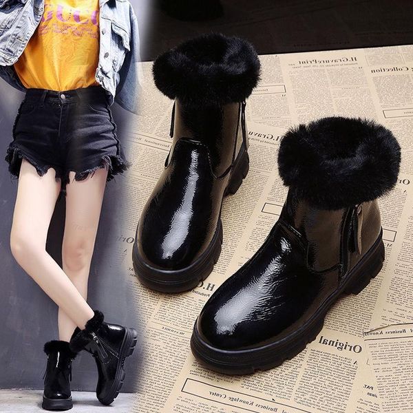boots winter snow fashion thick bottom mid-calf zip round toe low (1cm-3cm) square heel solid plush women keep warm, Black
boots winter snow fashion thick bottom mid-calf zip round toe low (1cm-3cm) square heel solid plush women keep warm, Black