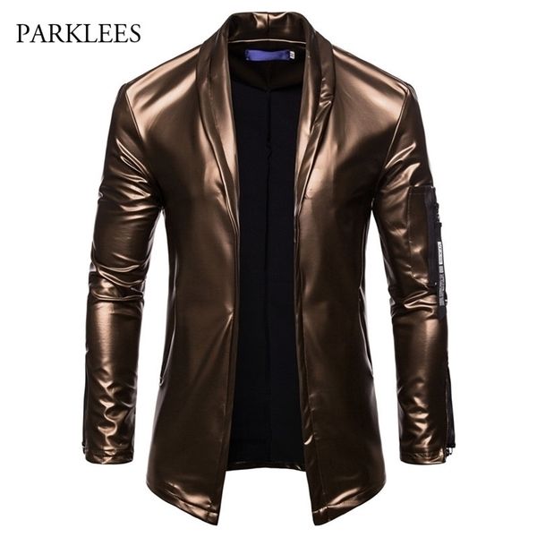 pu leather suit blazer men luxury gold solid color blazers jacket mens casual slim fit cardigan nightclub dj stage costumes 201104, White;black
pu leather suit blazer men luxury gold solid color blazers jacket mens casual slim fit cardigan nightclub dj stage costumes 201104, White;black