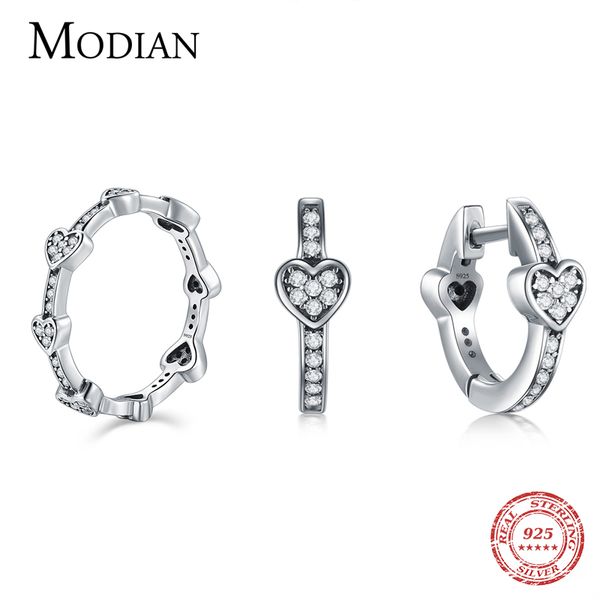 modian 100% solid 925 sterling silver fashion hearts jewelry sets luxury ring simple earrings for women wedding jewelry bijoux 200923
modian 100% solid 925 sterling silver fashion hearts jewelry sets luxury ring simple earrings for women wedding jewelry bijoux 200923