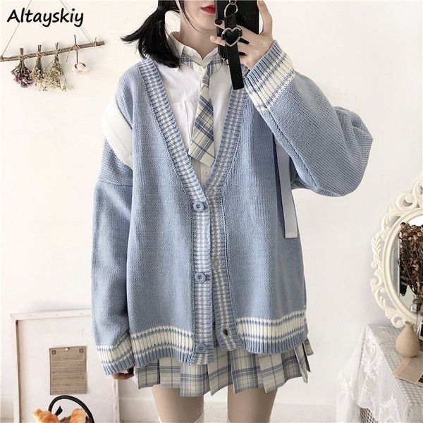 cardigan women striped retro classic preppy style japanese student sweater all-match oversize kawaii fashion girls chic knit t200910, White;black
cardigan women striped retro classic preppy style japanese student sweater all-match oversize kawaii fashion girls chic knit t200910, White;black