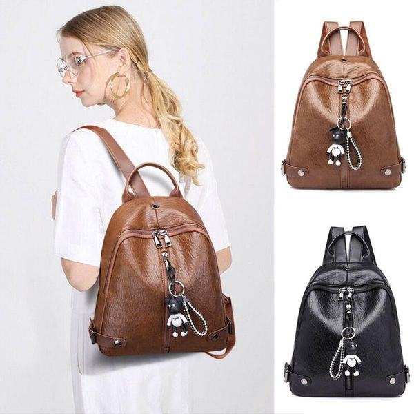 women leather school backpack lady travel fashion bookbag satchel rucksack black brown
women leather school backpack lady travel fashion bookbag satchel rucksack black brown
