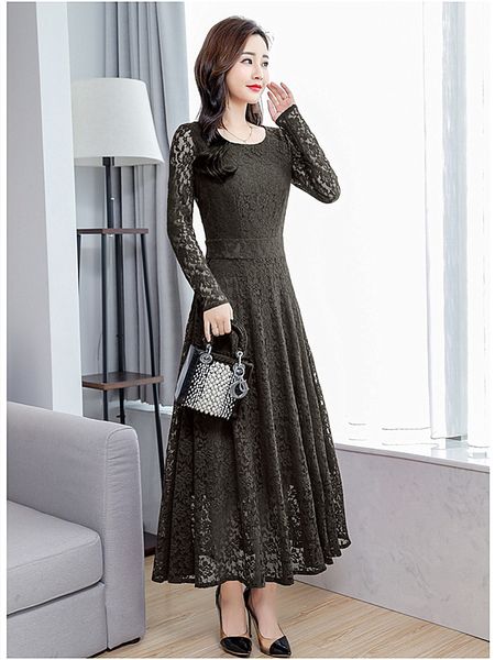 fashions spring fall new lace around the neck big swing kind of thin waist dress women's clothing long sleeve 8nue x80f, Black;gray
fashions spring fall new lace around the neck big swing kind of thin waist dress women's clothing long sleeve 8nue x80f, Black;gray