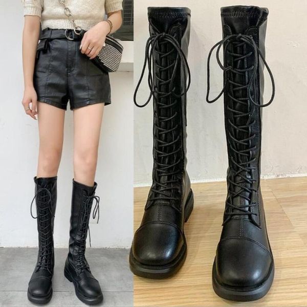 y49 2020 new platform pu leather knee high boots women retro punk height long boots woman lace up booties botas de mujer, Black
y49 2020 new platform pu leather knee high boots women retro punk height long boots woman lace up booties botas de mujer, Black