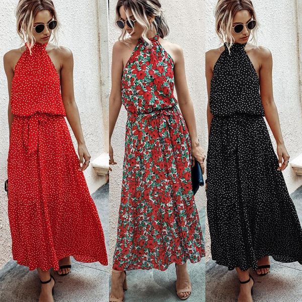 casual dresses elegant women polka dot maxi dress 2021 summer halter neck boho bow sashes for beach party d301, Black;gray
casual dresses elegant women polka dot maxi dress 2021 summer halter neck boho bow sashes for beach party d301, Black;gray