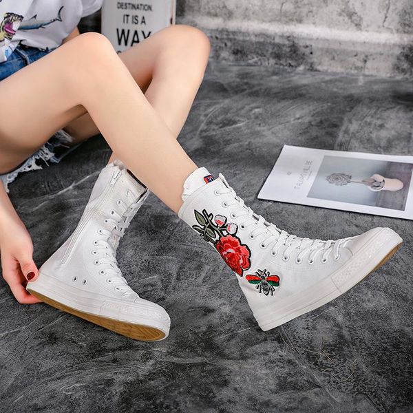 2020 women fashion high-zipper embroider flat boots long-barreled casual flat canvas boots women tall punk shoes size 34-43, Black
2020 women fashion high-zipper embroider flat boots long-barreled casual flat canvas boots women tall punk shoes size 34-43, Black