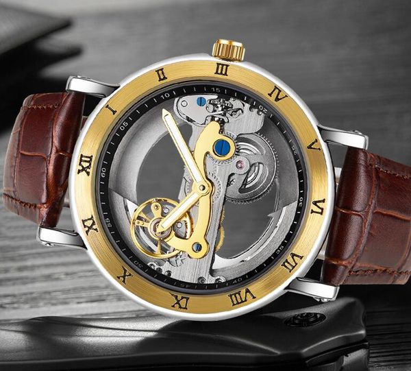 wlisth black dial mechanical watch belt waterproof hollow cool watch luminous belt creative men's watch, Slivery;brown
wlisth black dial mechanical watch belt waterproof hollow cool watch luminous belt creative men's watch, Slivery;brown