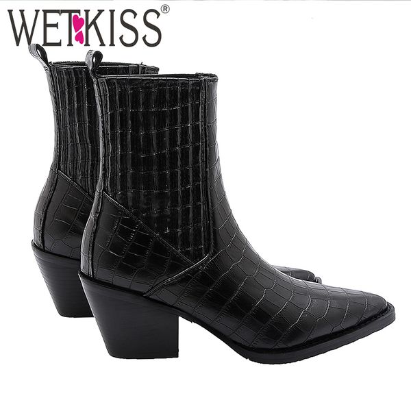 wetkiss emboss pu western boots women ankle boot female high heels thick shoes ladies pointed toe shoes women winter 2020 new y1221, Black
wetkiss emboss pu western boots women ankle boot female high heels thick shoes ladies pointed toe shoes women winter 2020 new y1221, Black