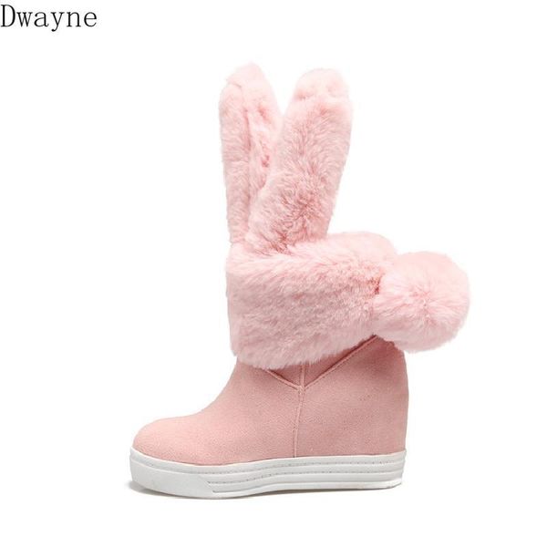 snow boots, winter ears, cute pink platform, increased boots, Black