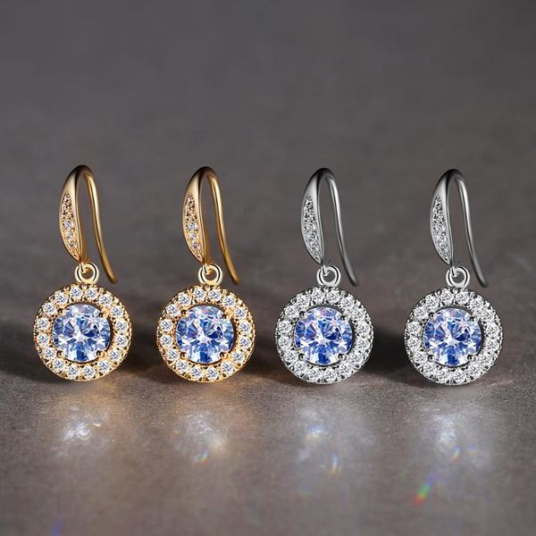 dangle & chandelier round zircon earrings accessories korean fashion jwellery women micro inlay ear hook female jewelry festival gift, Silver 
dangle & chandelier round zircon earrings accessories korean fashion jwellery women micro inlay ear hook female jewelry festival gift, Silver