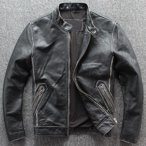 japanese vintage layer cowhide leather jacket coat old fashion streetwear cow leather flight jacket european clothing a821, Black
japanese vintage layer cowhide leather jacket coat old fashion streetwear cow leather flight jacket european clothing a821, Black