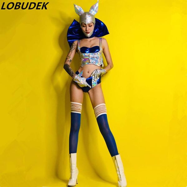 stage wear bar nightclub dj costume women silver blue leather bikini headgear dance outfit leading dancer jazz performance clothes, Black;red
stage wear bar nightclub dj costume women silver blue leather bikini headgear dance outfit leading dancer jazz performance clothes, Black;red