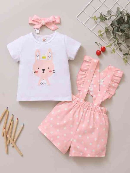 baby girl cartoon graphic tee with polka dot pinafore shorts with headband she, Blue
baby girl cartoon graphic tee with polka dot pinafore shorts with headband she, Blue