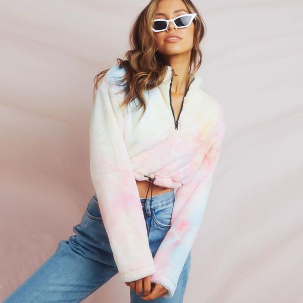 women's jackets girls tie dye long sleeve zipper crop high neck faux lambswool sweatshirts women streetwear solid jacket, Black;brown
women's jackets girls tie dye long sleeve zipper crop high neck faux lambswool sweatshirts women streetwear solid jacket, Black;brown