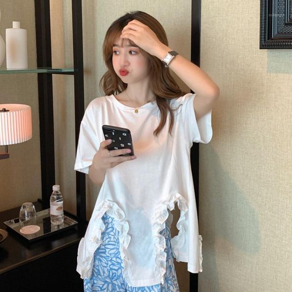 casual style loose ruffles t shirts white women's clothing summer tees fashion brand ladies o-neck ulzzang new oversize1
casual style loose ruffles t shirts white women's clothing summer tees fashion brand ladies o-neck ulzzang new oversize1